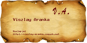 Viszlay Aranka névjegykártya